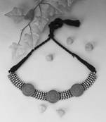 Silver-plated brass oxidised necklace