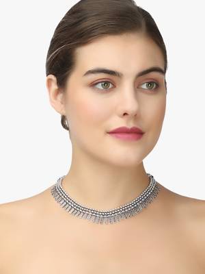 Silver-plated brass oxidised necklace 2