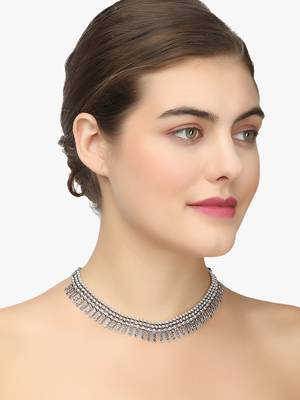 Silver-plated brass oxidised necklace 3