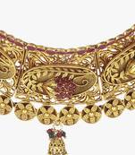 24 ct gold-plated  pink stone studded jewellery set