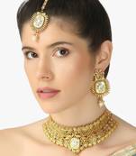 24 ct gold-plated white choker stone studded jewellery set