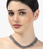 Silver-toned  black oxidised necklace