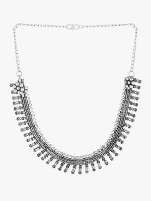 Silver-toned  black oxidised necklace 4