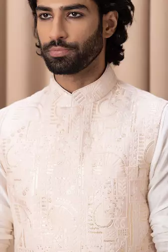 Soft pink zahid bandi set