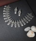 Oxidized silver-plated white stone-studded handcrafted jewellery set