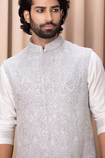 Steel grey zain bandi set
