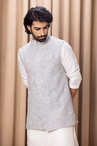 Steel grey zain bandi set