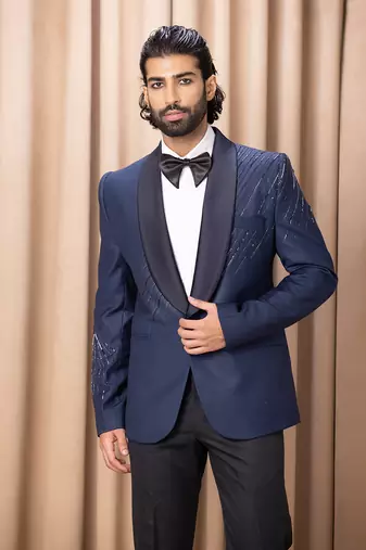 Navy blue nirvaan tuxedo set