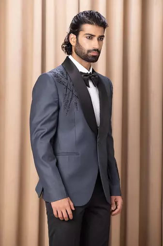 Slate blue daniel tuxedo set