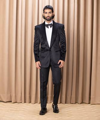 Black rashed tuxedo set 1