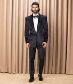 Black rashed tuxedo set