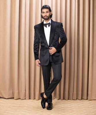 Black rashed tuxedo set 2