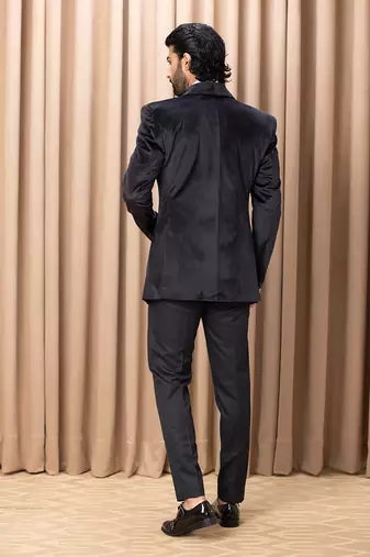 Black rashed tuxedo set