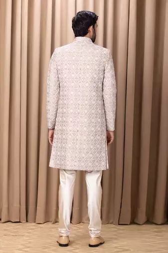Beige & ivory imran sherwani