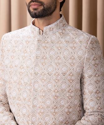 Beige & ivory imran sherwani 3