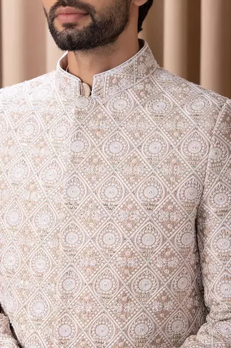 Beige & ivory imran sherwani