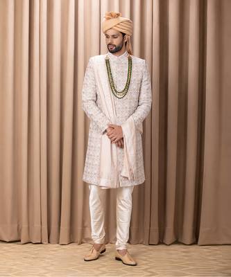 Beige imran sherwani set 1