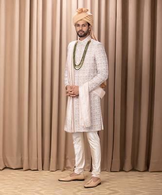 Beige imran sherwani set 2