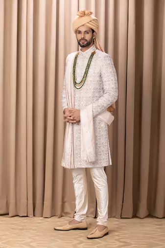 Beige imran sherwani set