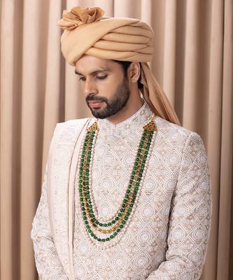 Beige imran sherwani set 3