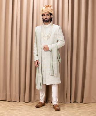 Mint green fahad sherwani set 1