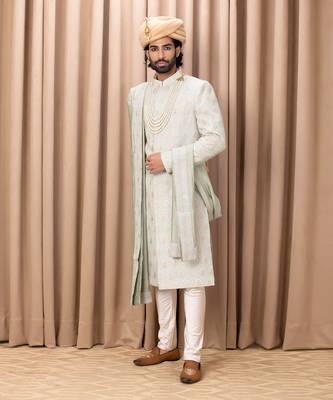 Mint green fahad sherwani set 2