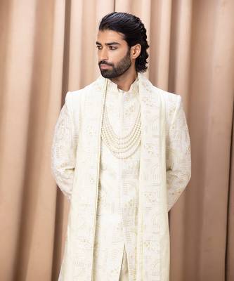 Mint green zahid sherwani set 3