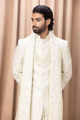 Mint green zahid sherwani set