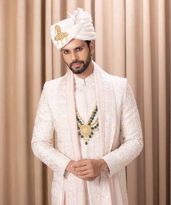Champagne gold zahid sherwani set 3