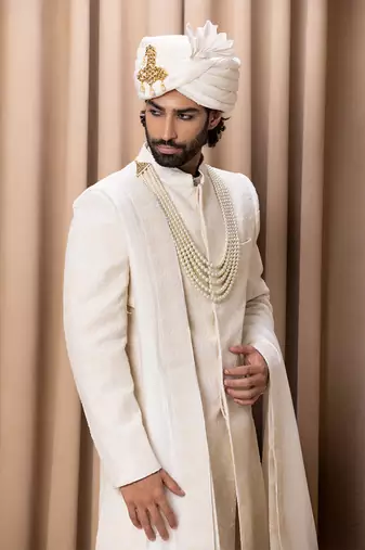 Ivory faizan sherwani set