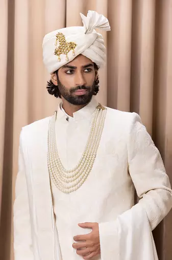 Ivory faizan sherwani set