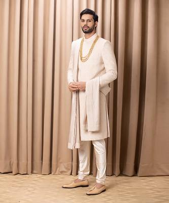 Beige faizan sherwani set 2
