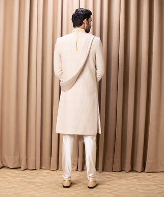Beige faizan sherwani set 4