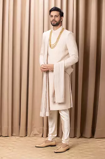 Beige faizan sherwani