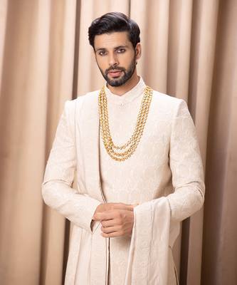 Beige faizan sherwani 3