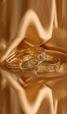 Beautiful Pair Of Golden Stone Bracelets With Intricate Jaaliwork 1