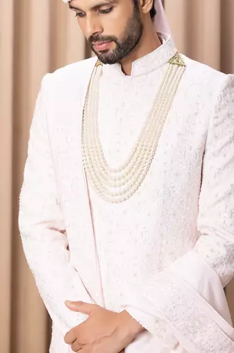 Powder pink ameera sherwani set