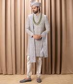 Rhino grey shah sherwani set