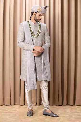 Rhino grey shah sherwani set