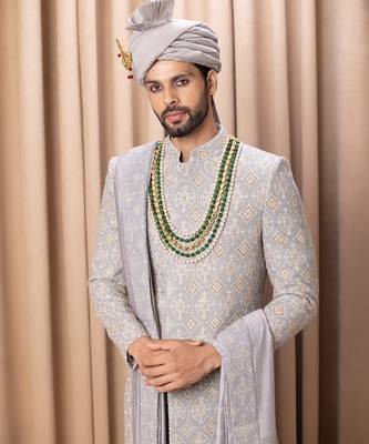 Rhino grey shah sherwani set 3