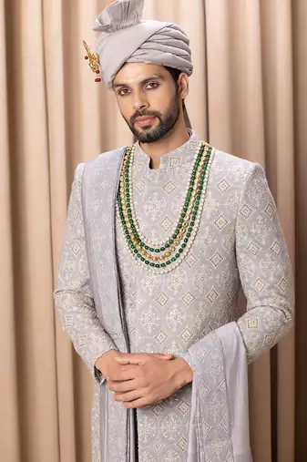 Rhino grey shah sherwani set