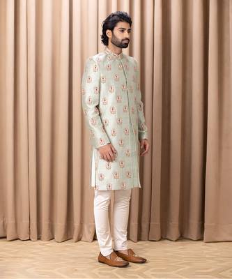 Mint green lahore sherwani set 5