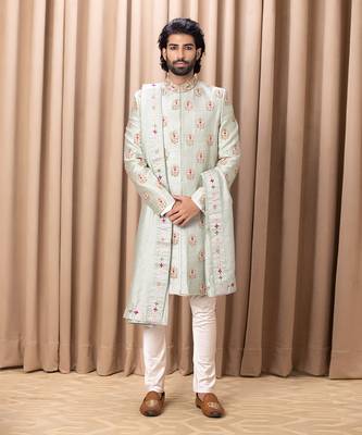 Mint green lahore sherwani 1