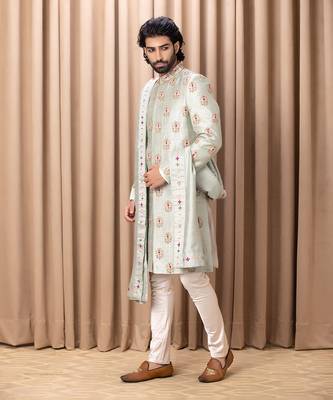 Mint green lahore sherwani 2