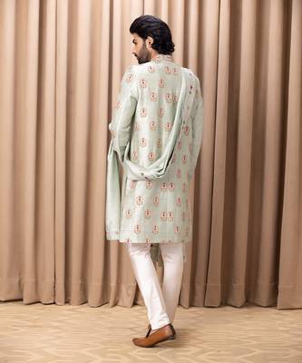 Mint green lahore sherwani 4