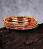 Gold Plated Stone Studded Set of Four Bangles