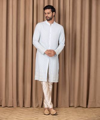 Powder blue arif kurta set 1