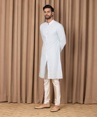 Powder blue arif kurta set 3