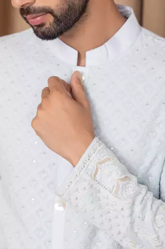 Powder blue arif kurta set