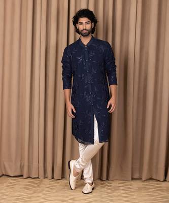 Navy blue sufian kurta set 1